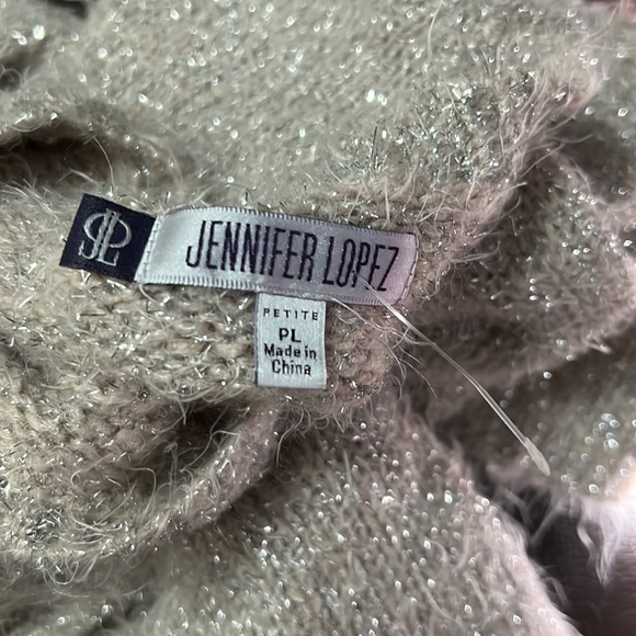 Jennifer Lopez Fuzzy Glitter Metallic Sweater Size Petite Large - Picture 9 of 9